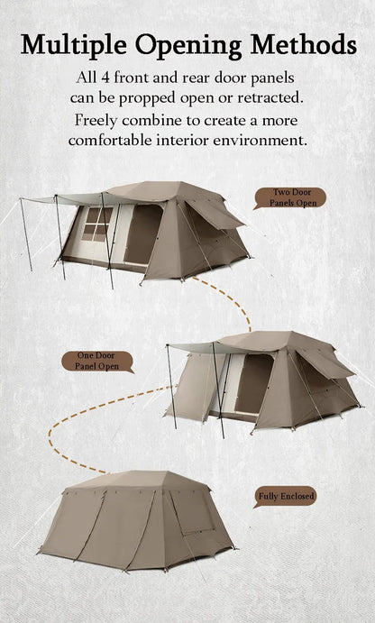 Cabin Tent 2 Room Large Family Camping Tent Automatic Quick Setup Waterproof UV Protection Outdoor 4 Season Ridge Tent