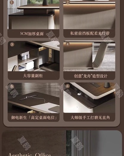 High Quality Light LuxuryOffice Desk Boss L Shaped Work Manager Computer Desks Executive Shelf Escritorio Oficina Furniture