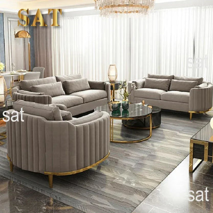 Hot Luxury Sofa Living Room Furniture Curved Dresser Home Lounge Sofa Sets Italian Modern Fabric Velvet Sofa Set Furniture