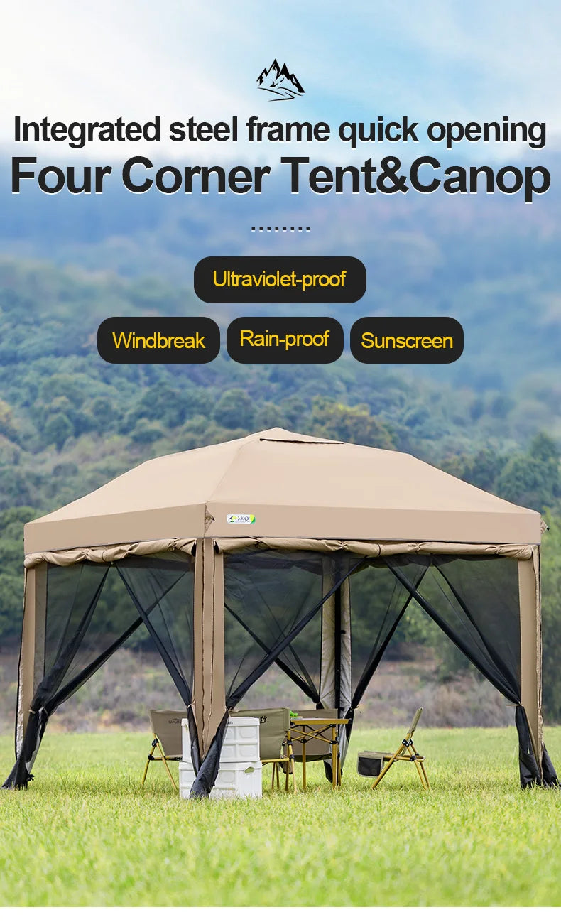 Outdoor 10x10 feet Pop up Canopy Gazebo Tent Straight Leg with 4 Double Layer Sidewall Perfect Instan Event Shelter Air Vent Top