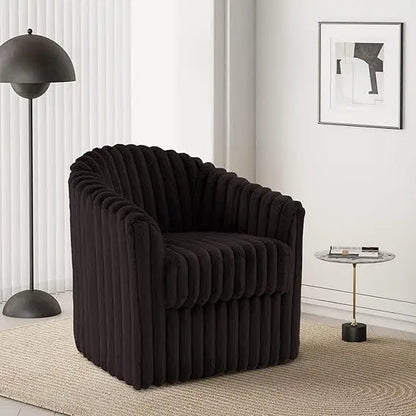 Swivel Accent Chair Armchair, Modern Round Single Sofa Seating Comfy Reading Barrel Chairs for Living Room Bedroom (Beige, Set o