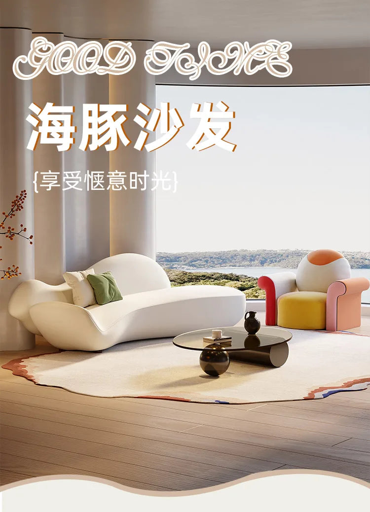 Beauty salon sofa light luxury high sense curved rest area reception special-shaped living room small apartment