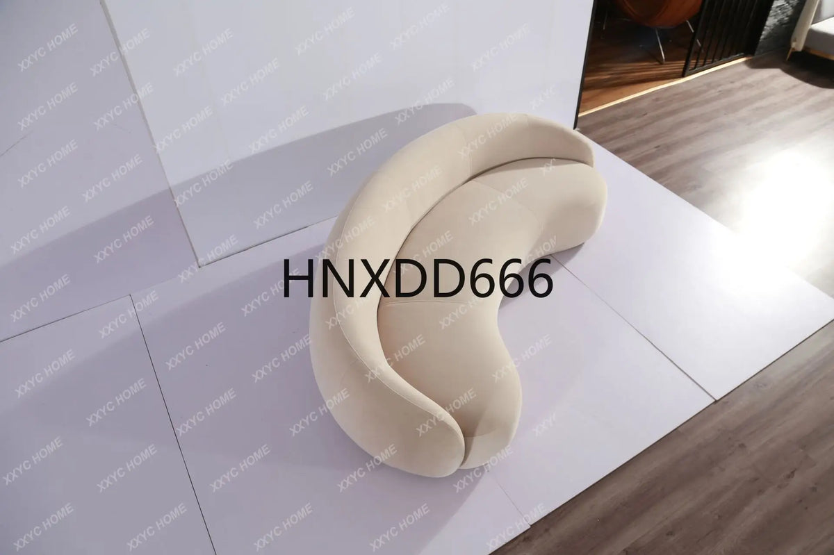 Fabric Minimalist Designer Living Room Arc Cashew Sofa Beauty Salon Lambswool Sofa