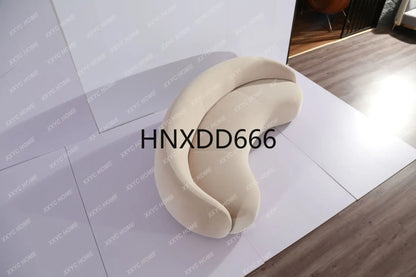 Fabric Minimalist Designer Living Room Arc Cashew Sofa Beauty Salon Lambswool Sofa