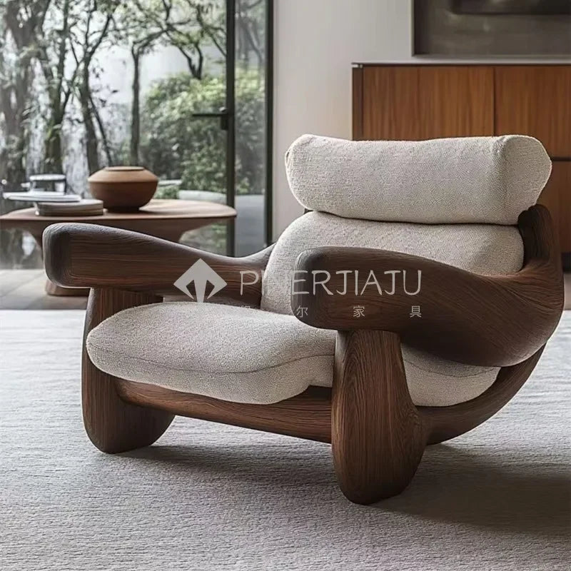 Designer Art Aesthetics Solid Wood Sofa Chair Medieval Homestay Club Sales Department Light Luxury Leisure Chair