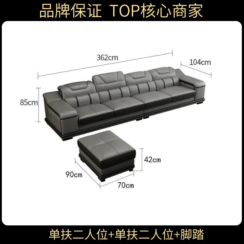 Genuine Leather Luxury Sofas Italian Minimalist Living Room Apartment Sofas Comfortable Straight Chaises De Salon Furnitures