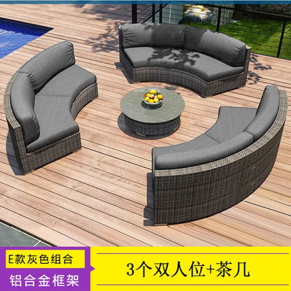 Outdoor Rattan Sofa Circular Villa Terrace Courtyard Rattan Art Living Room Leisure