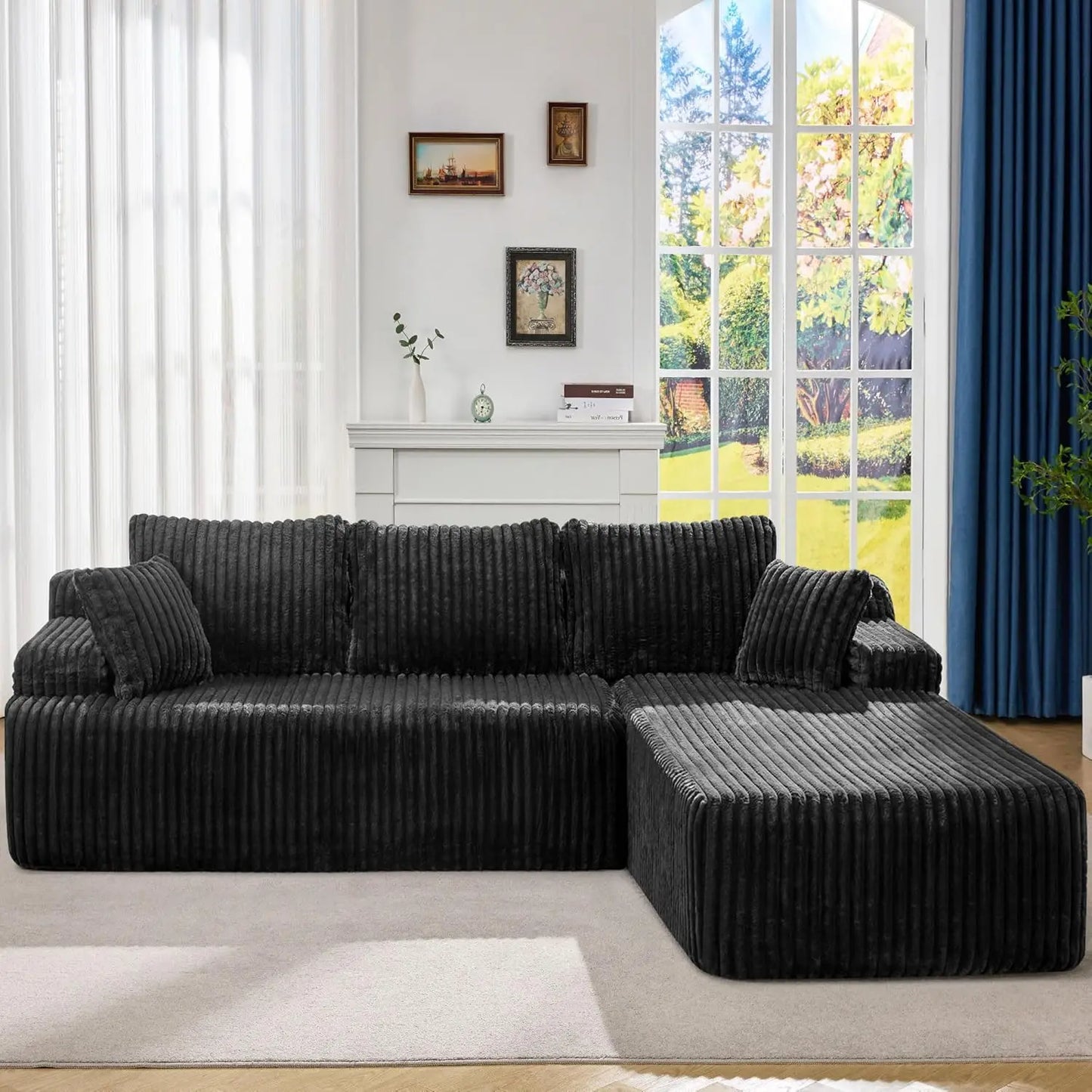 96\" L-Shape Modular Sectional Sofa - 3-Seat Memory Foam Couch for Living Room, Reversible Chaise Design