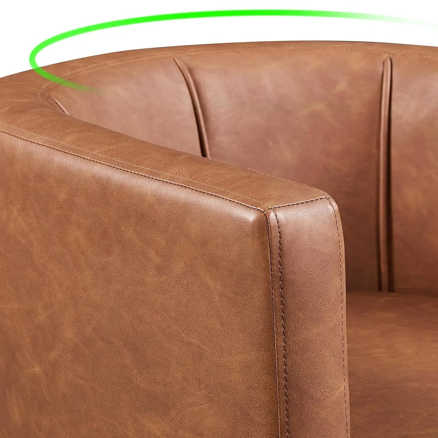 Accent Chair, PU Leather, Modern And Comfortable Armchairs, Upholstered Barrel Sofa Chair For Living Room Bedroom Waiting Room,