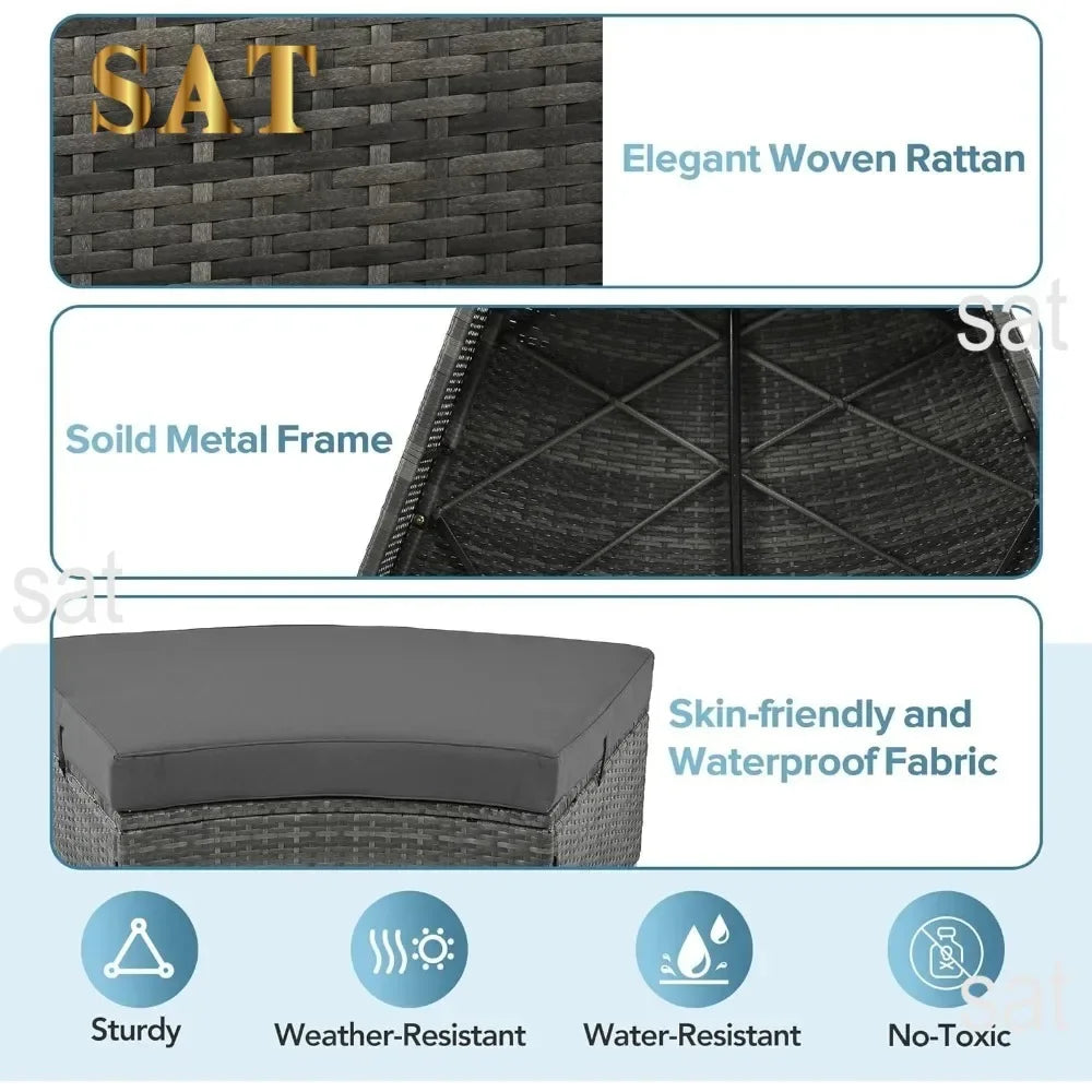 v Outdoor Furniture Sets Luxury Circular Outdoor Rattan Camping Garden Patio Set Complete Lounge 127.9 x 127.9 x 33.1 inches