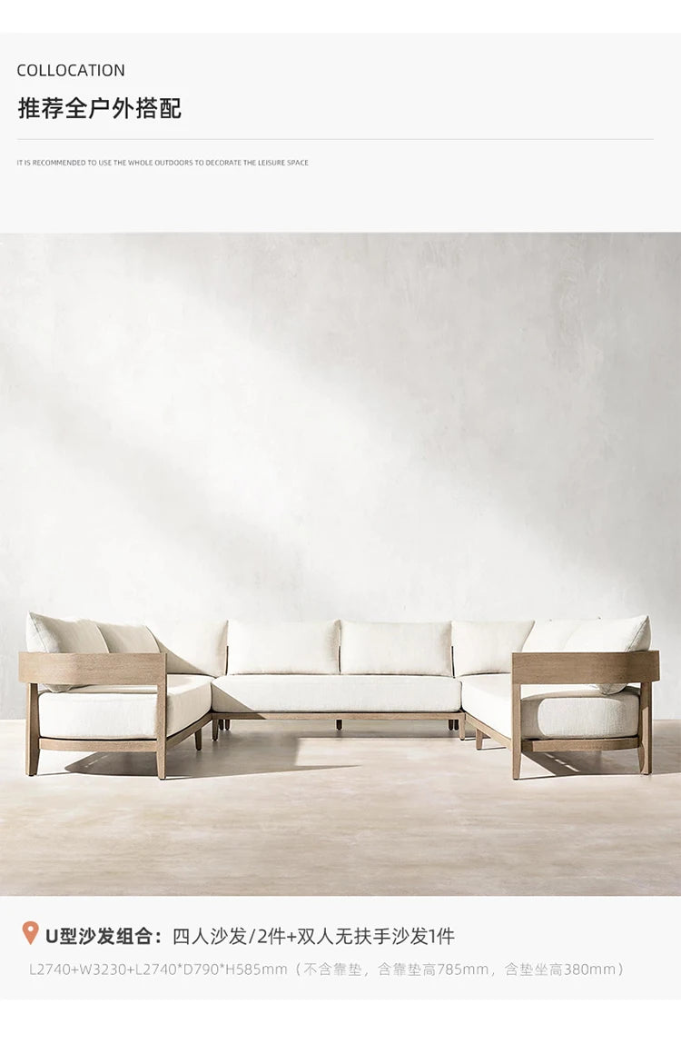 Italian Style Simplicity Waterproof and Sunscreen Garden Sofas Teak Modern Garden Sofas Designer Outdoor Furniture Divano HBOS