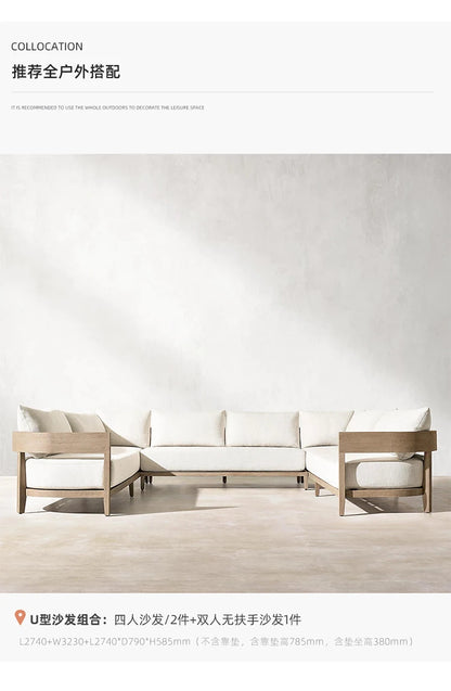 Italian Style Simplicity Waterproof and Sunscreen Garden Sofas Teak Modern Garden Sofas Designer Outdoor Furniture Divano HBOS