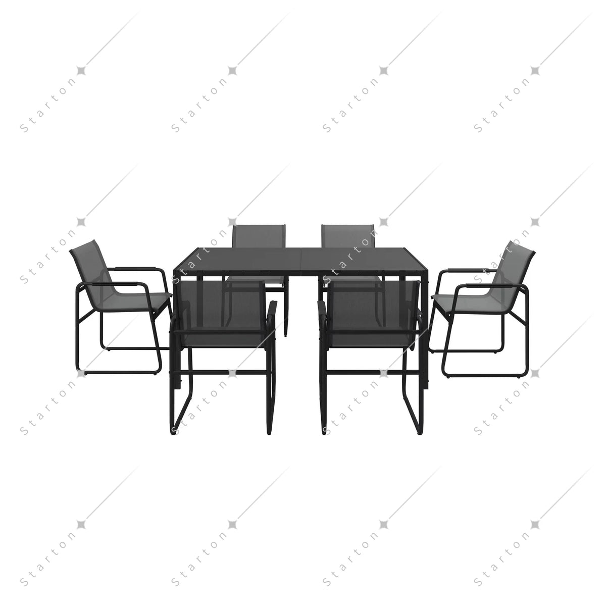 Garden Aluminum Iron Dining Room Chairs Set of 6 Modern Fabric Stackable Living Table Chairs Set