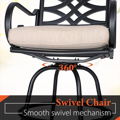Swivel Patio Counter Height Bar Stools Set of 2 Metal with Back Armrest Outdoor Use 30in H, Customized