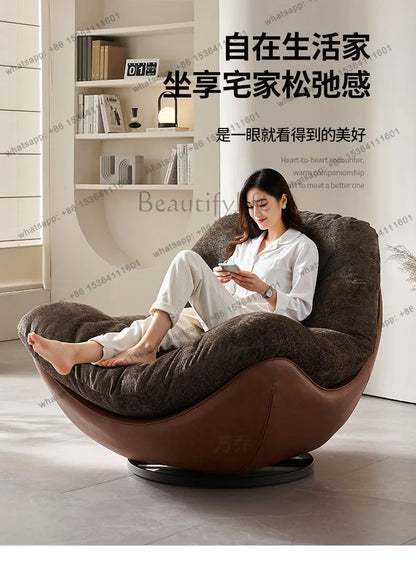 Italian minimalist lazy sofa chair modern simple living room bedroom home balcony swivel chair