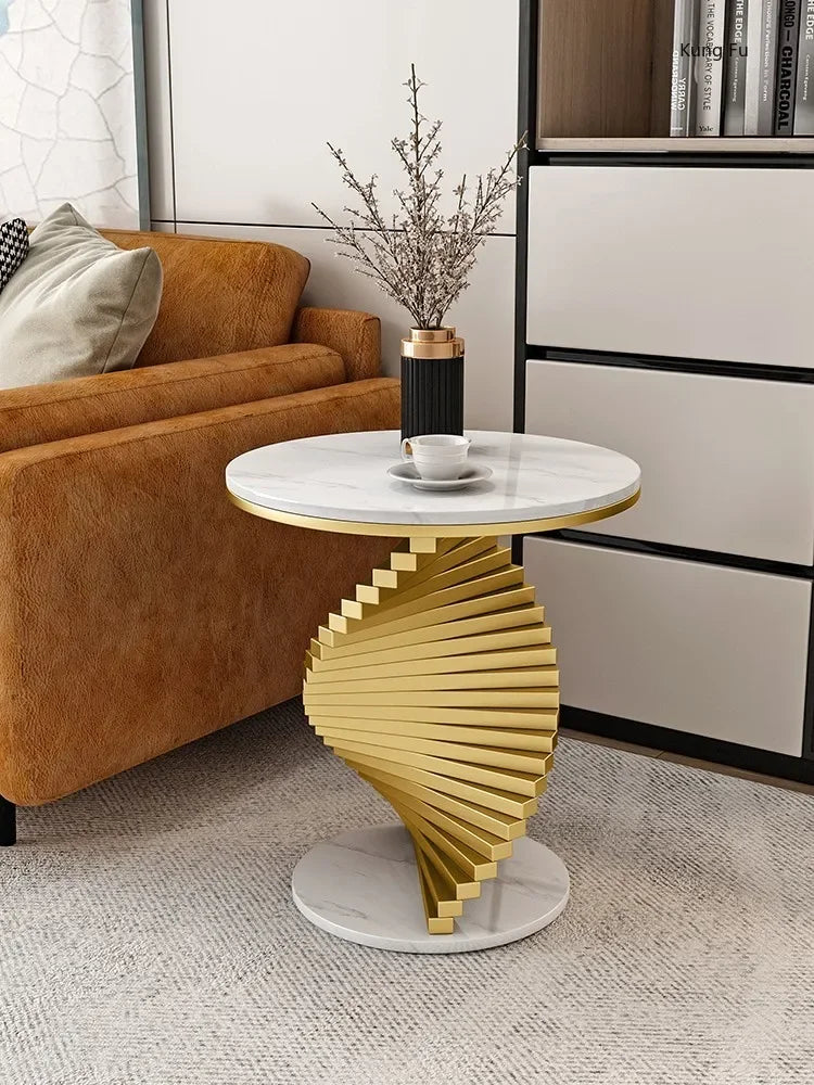Italian Mild Luxury Marble Side Table Living Room Sofa Corner Table Furniture