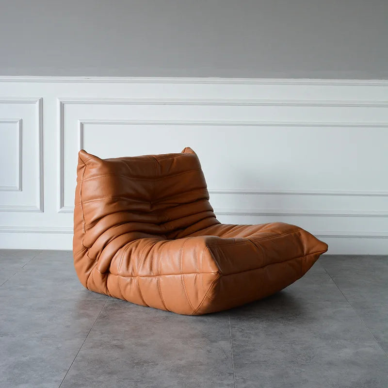 Single sofa living room bedroom lazy fabric leather leisure chair small apartment cream wind