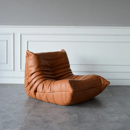 Single sofa living room bedroom lazy fabric leather leisure chair small apartment cream wind