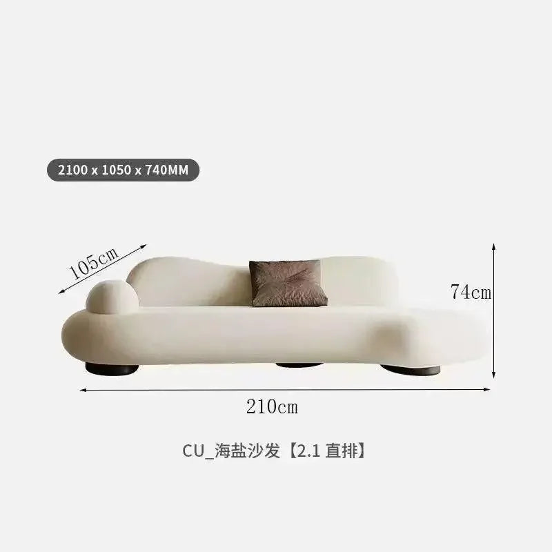 Italian minimalist sea salt sofa living room large flat layer fabric simple modern special-shaped sofa