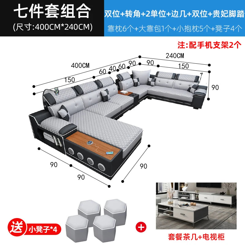 New multi-functional sofa simple modern living room large corner removable and washable technology cloth sofa combination furnit
