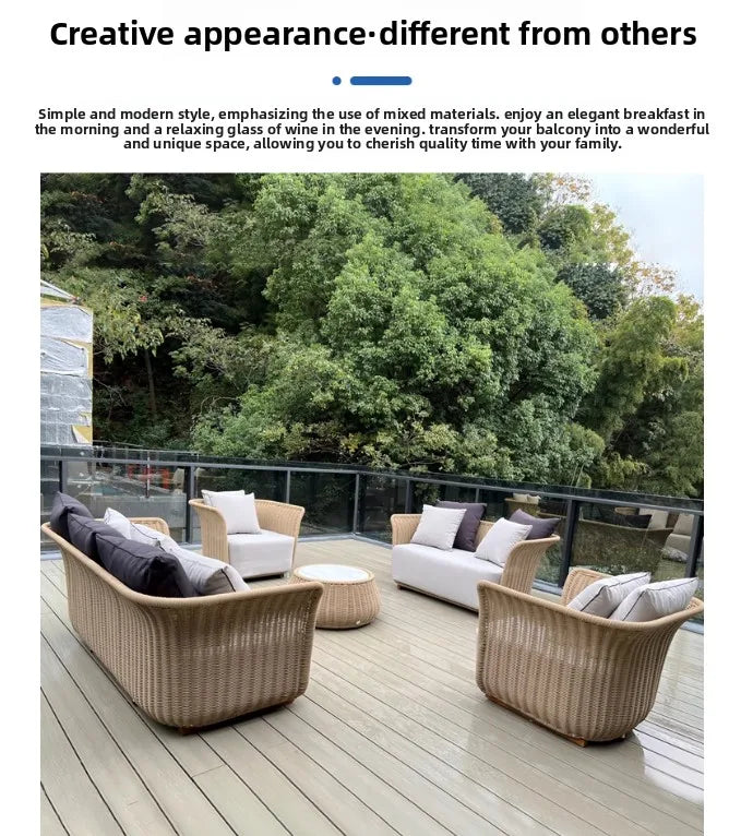 Italian Style Modern Luxury Waterproof Outdoor Rattan Garden Sofa Set For Hotels And Villas For Courtyard