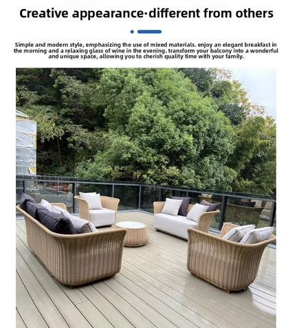 Italian Style Modern Luxury Waterproof Outdoor Rattan Garden Sofa Set For Hotels And Villas For Courtyard
