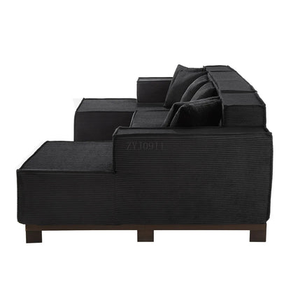 Modern U-Shaped Sectional Sofa 130" Sectional Sofa Upholstered Sofa with RGB LED Light Strip and 6 Pillows for Living Room