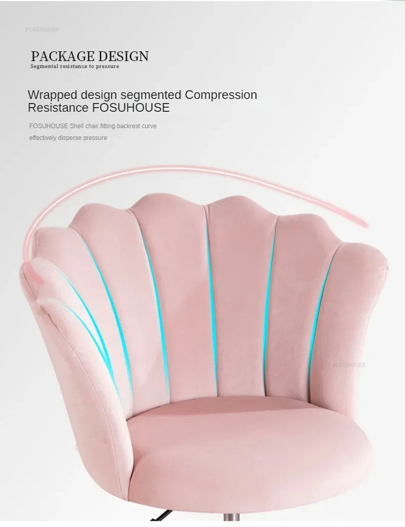 Rotatable Velvet Office Chair for Company Modern Soft Backrest Chair with Wheels Simple Creative Office Chairs for E-sports Room