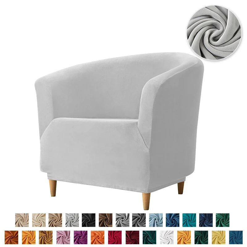 Velvet Tub Cover Chair Jacquard Single Seat Sofa Slipcover 1 Seate Living Room  Furniture Couch Washable Club Armchair Cover