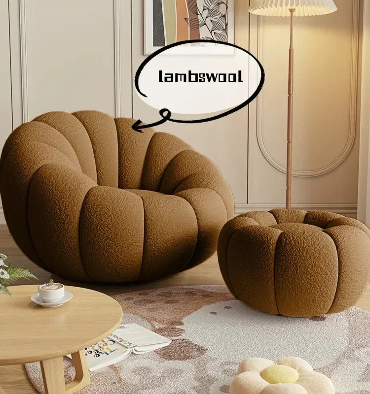 Modern Living Room Sofa Lambswool Pumpkin Sofa Chair Creative Home Balcony Swivel Lounge Chair Fitting Room Bedroom Single Sofas