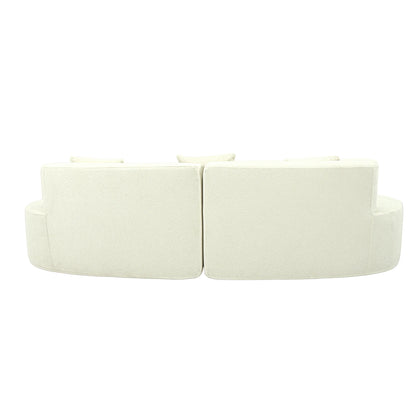 US Modern Curved Couch 4 Seat Minimalist Elegant Half Moon Sofa Compressed Modular Sectional Sofa Home Living Room Cream White