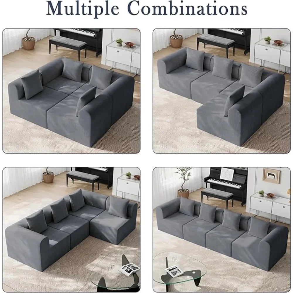 Cloud Modular Sectional Sofa with 2 Storage Ottomans 160.6