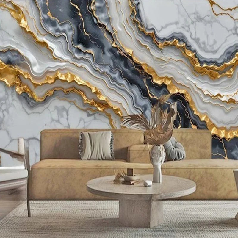Custom Modern Abstract Marble Wallpaper Mural 3D Wallcoverings Elegant Wall Art Decor Background for Living Room Bedroom Office