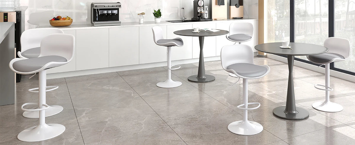 Set of 2 Adjustable PU Leather Swivel Bar Stools with Backrest for Kitchen Counter, Dining, and Bar, Black