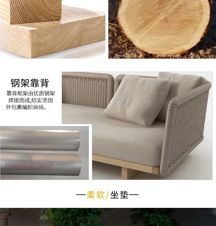 combination furniture Outdoor sofa, outdoor leisure terrace, patio, rattan sofa, teak villa, hotel, garden balcony