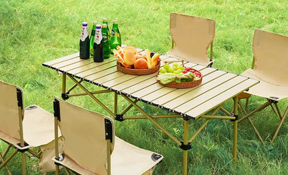 Outdoor folding table Egg roll table Camping table Portable picnic table and chairs Full set Camping equipment supplies