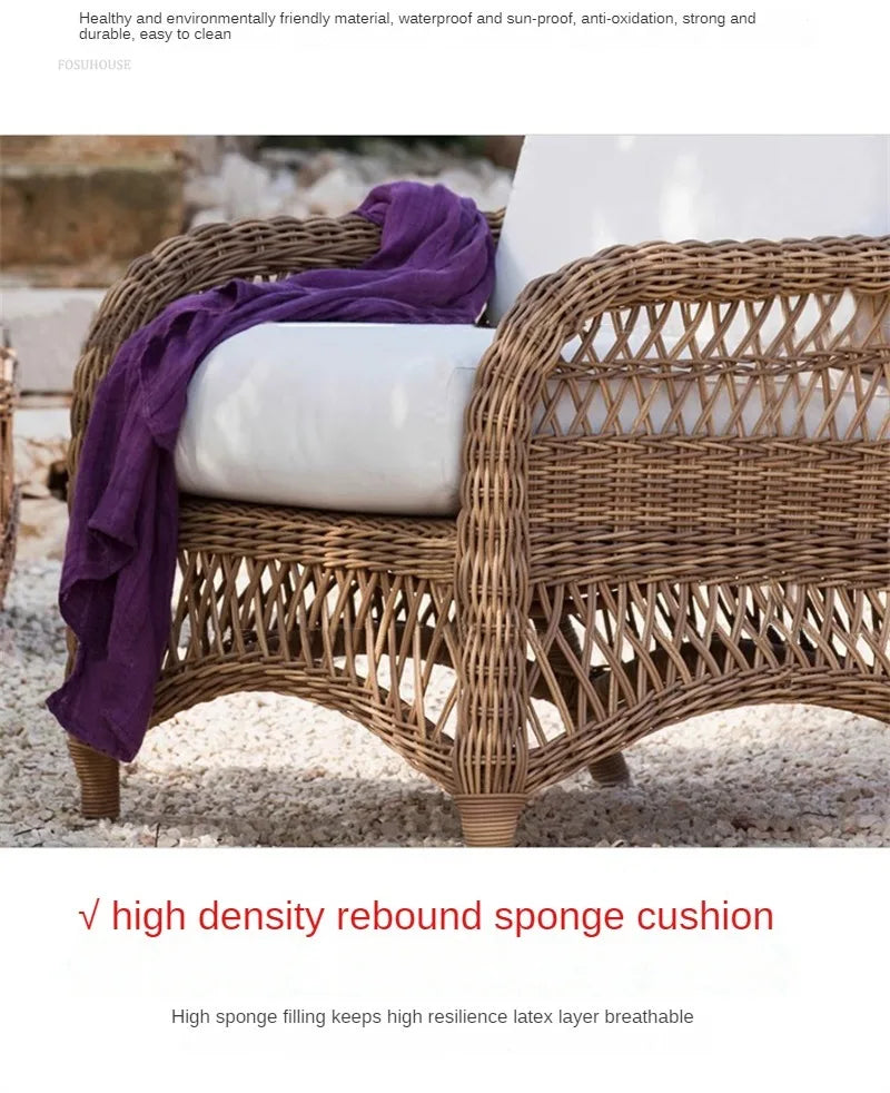 Outdoor PE Rattan Garden Chairs Balcony Courtyard Garden Waterproof Sofa Chairs Outdoor Terrace Leisure Chair Outdoor Furniture