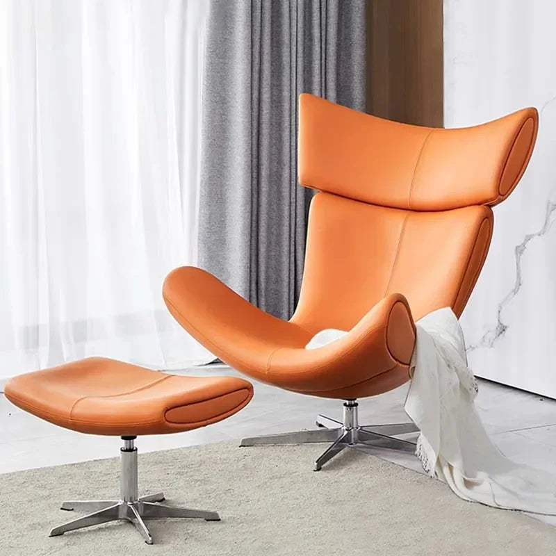 Comfortable Ergonomic Living Room Chairs Modern Leather Nordic Sofa Chairs Designer Recliner Portable Fauteuil Salon Furniture