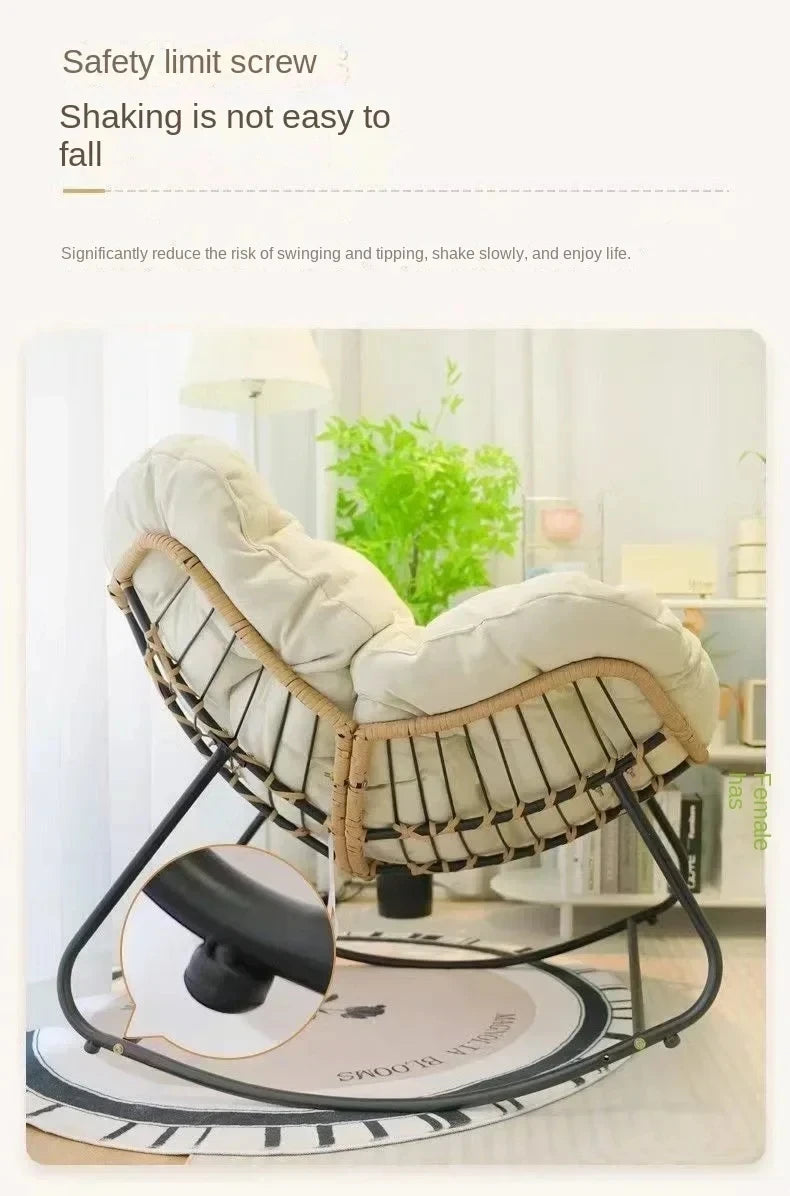 Rocking Chair Rattan Chair Nap Sleeping Recliner Adult Balcony Leisure Lazy Sofa Living Room Single Sofa Outdoor Sofa Chair