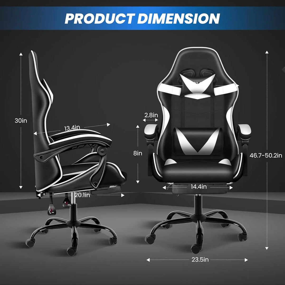 Racing Style Gaming Chair Swivel Recliner Adjustable Height Ergonomic Office Computer Chair Red Black