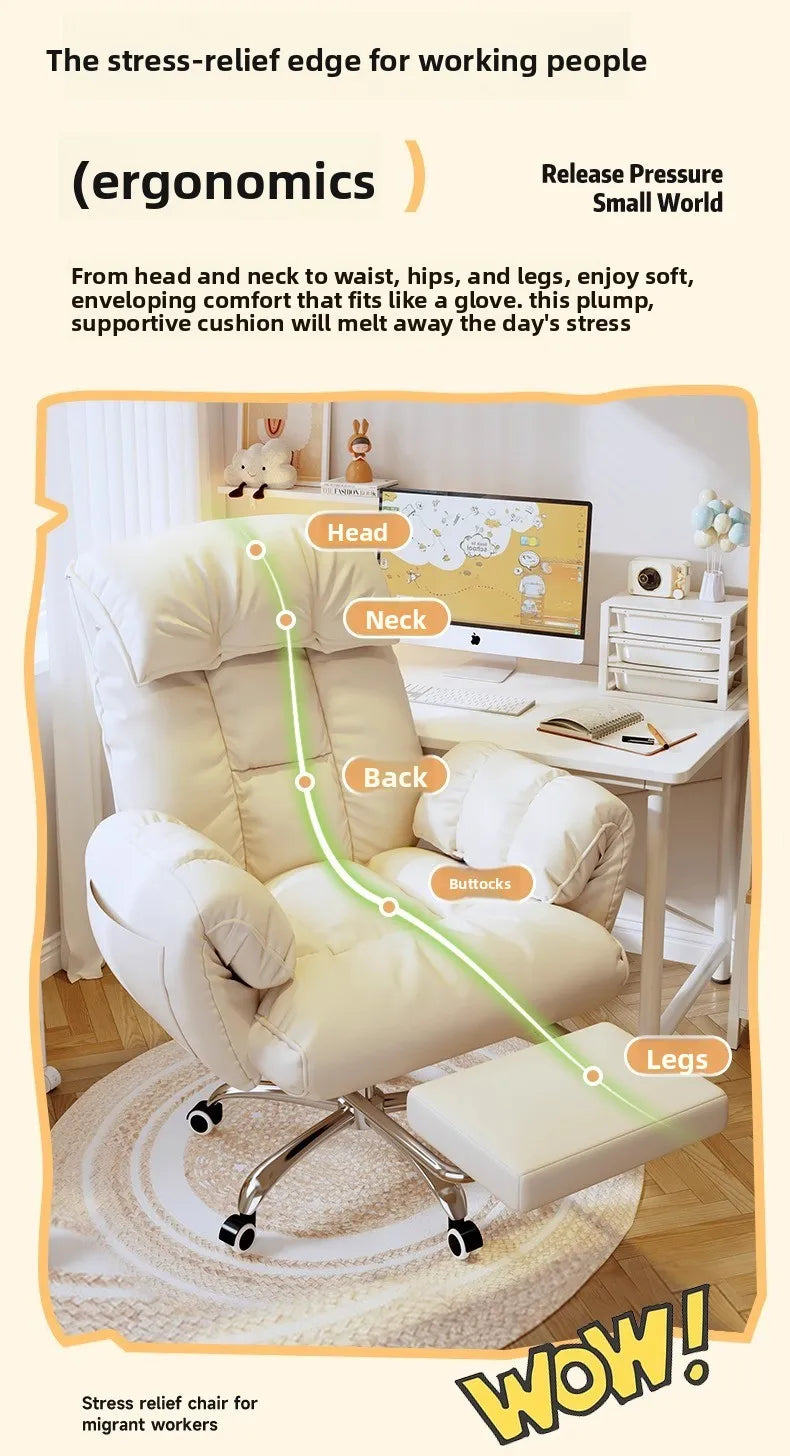 Ergonomic Office Chair Comfortable for Long Hours Metal Backrest Reclining Gaming Chair Office Office Chair Gamer Chair Muebles