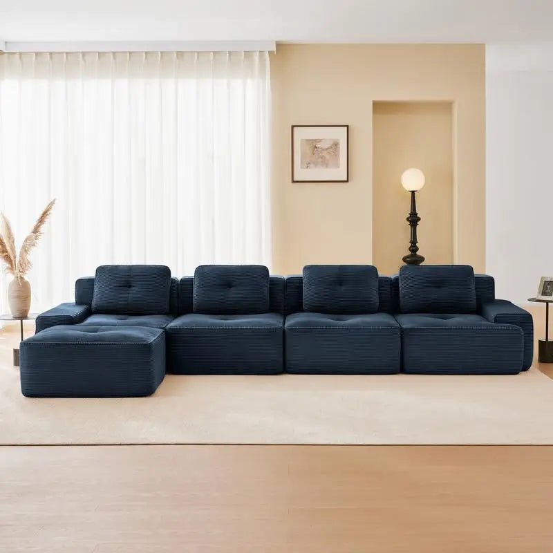 Cloud Modular Sectional Sofa with 2 Storage Ottomans 160.6" Down Filled Comfort U Shaped Sofa Minimalist Wide Deep Seat Couch