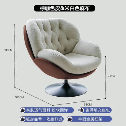 Ergonomic Reclining Chair for Living Room, Grey Nordic Style, Back Support, Rotating Footrest, Luxury Decoration