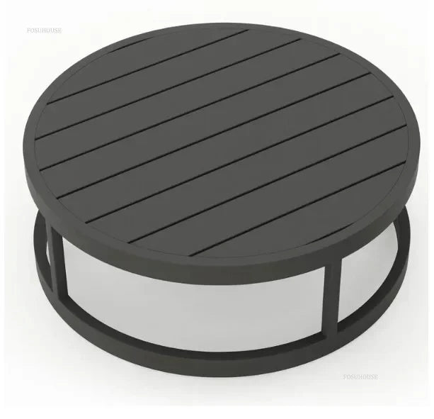 Outdoor Waterproof Sun Protection Garden Sofas Curved Outdoor Sofa Aluminum Alloy Courtyard Villa Reception Sofa Coffee Table Z