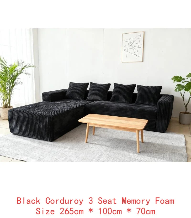 Modern L-Shaped Cloud Sectional Sofa with Right Chaise, Deep Seat Upholstered Couch for Living Room or Bedroom, No Assembly