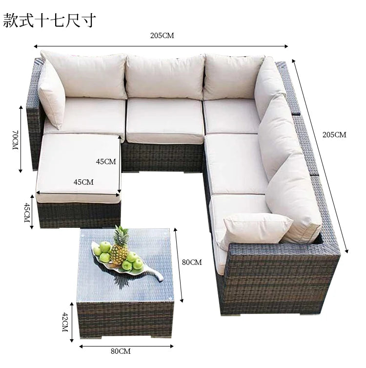 Terrace Modern Garden Sofas Outdoor Combination Courtyard Nordic Garden Sofas Waterproof Pe Rattan Furniture Sofá Jardín MHHYSF