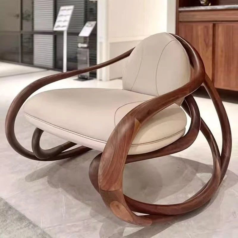 Rocking solid wood sofa recliner balcony black walnut lazy leisure lazy leisure chair