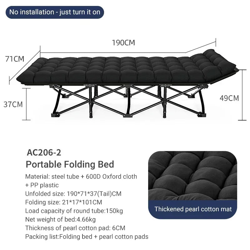 Folding bed ultra light portable outdoor Camp bed multi-function recliner self driving travel folding bed