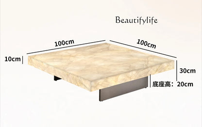 Square luminous jade coffee table villa living room marble high-end Venice brown home