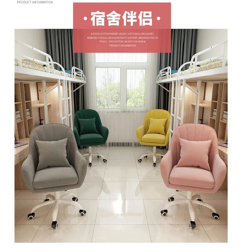 Cute Desk Chair For Girls Pink Ergonomic Computer Swivel Chair Adjustable Height Plush Padded Study Chair Bedroom Dorm Office